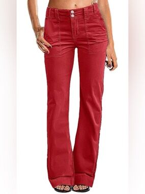 Flamingals High-Rise Red Wide-Leg Pants Size Large.